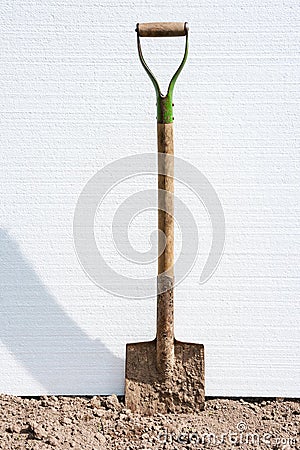 Spade in soil Stock Photo