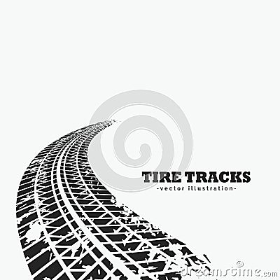 dirty tire tracks fading into the horizon Vector Illustration