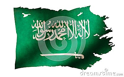 Dirty and torn country flag illustration / Saudi Arabia Cartoon Illustration