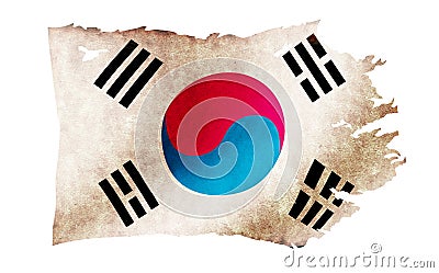 Dirty and torn country flag illustration / south korea Cartoon Illustration