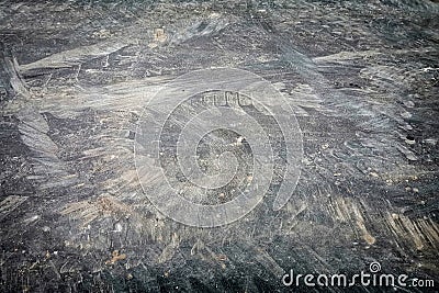 Dirty track imprints on asphalt Stock Photo