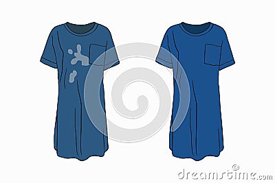 Dirty untidy casual dress with spots and neat clean clothes Cartoon Illustration