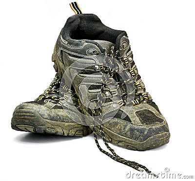 Dirty work shoes Stock Photo