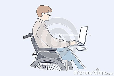 Disability, business, freelance, work, online concept Vector Illustration