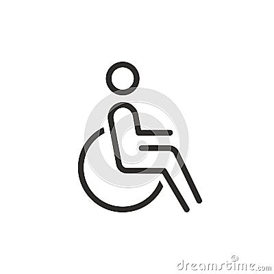Disability icon vector illustration, man on wheelchair. Vector Illustration