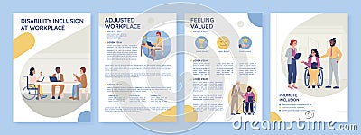 Disability inclusion at workplace flat vector brochure template Vector Illustration