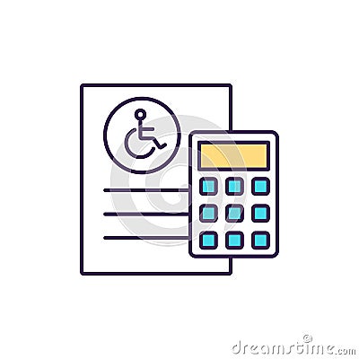 Disability insurance cost RGB color icon Vector Illustration