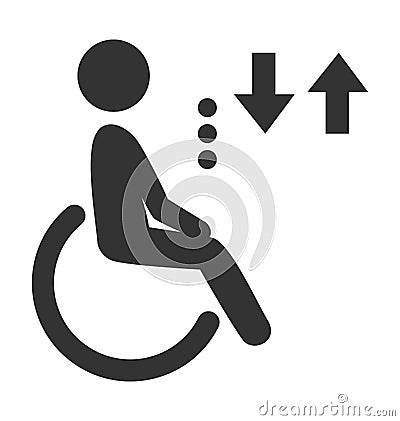 Disability man pictogram flat icon lift isolated on white Vector Illustration