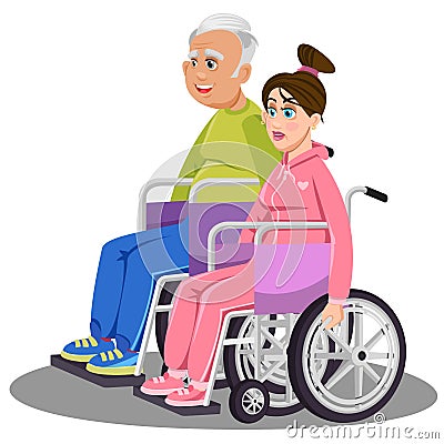 man woman disabled whitevector medical people flyer Stock Photo