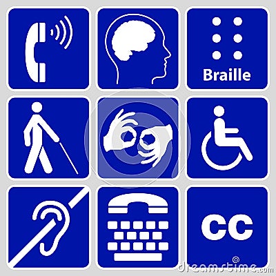 Disability symbols and signs collection Vector Illustration