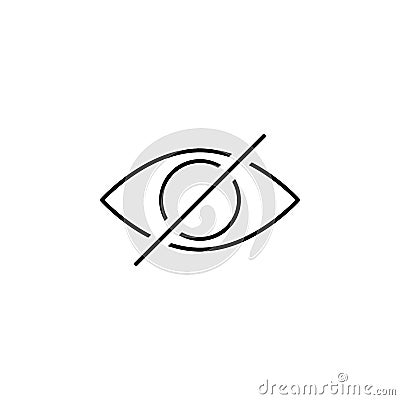 Disable eye hide outline icon. Signs and symbols can be used for web, logo, mobile app, UI, UX Vector Illustration