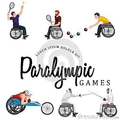 Disable Handicap Sport Paralympic Games Stick Figure Pictogram Icons Vector Illustration