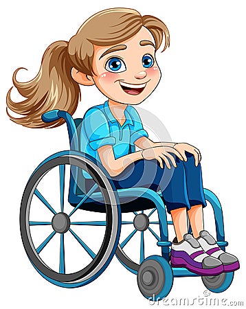 Disable woman sitting on wheelchair Vector Illustration
