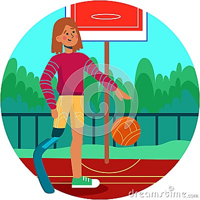 Disabled with amputee leg play basketball vector Stock Photo