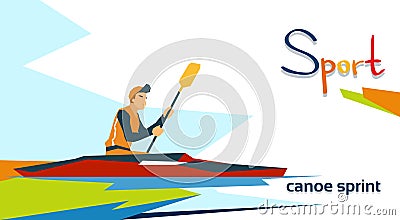 Disabled Athlete Canoe Sprint Sport Competition Vector Illustration