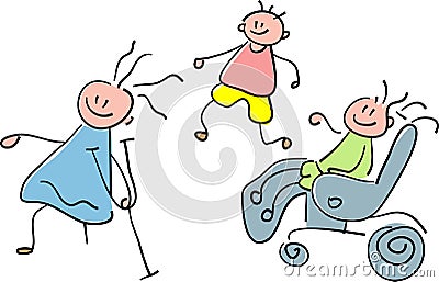 Disabled children Vector Illustration