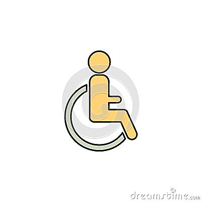 Disabled color line, linear style icon. sign design. wheelchair icon icon design template. Trendy style, vector eps 10. Icon Vector Illustration