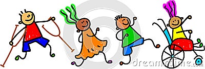 Disabled Friends Cartoon Illustration