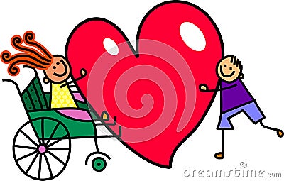 Disabled Girl with Big Heart Love Stock Photo