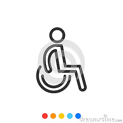 Disabled Handicap line icon, Simple line symbol, Vector and Illustration Vector Illustration