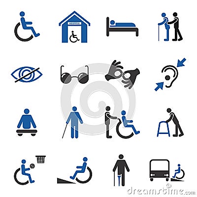 Disabled icons set Vector Illustration