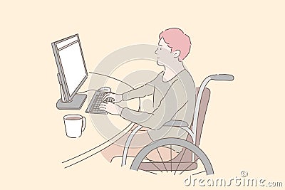Disabled individual at work concept Vector Illustration