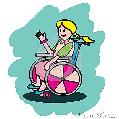 Disabled kid Vector Illustration