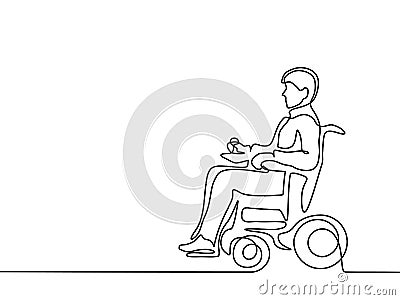 Disabled man on electric wheelchair Vector Illustration