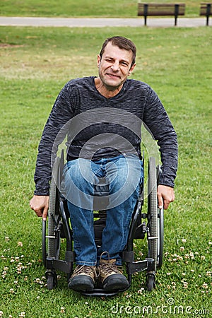 Disabled men in Wheelchair. Stock Photo