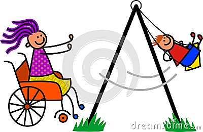 Disabled Mother Stock Photo