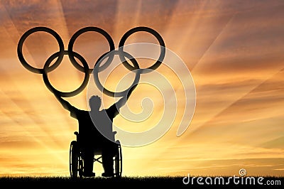 Disabled Paralympic keep olympic rings sunset Editorial Stock Photo