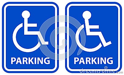 Disabled parking sign blue color icons Vector Illustration