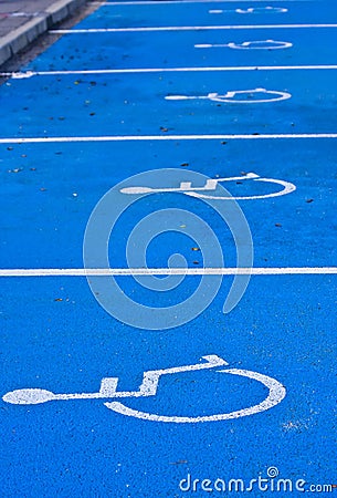 Disabled parking slots Stock Photo