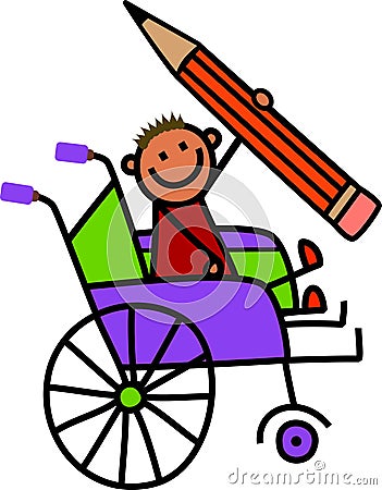 Disabled Pencil Boy Stock Photo