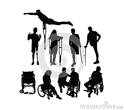 Disabled People Activity Silhouettes, art vector Vector Illustration