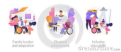 Disabled people assistance vector concept metaphors. Vector Illustration
