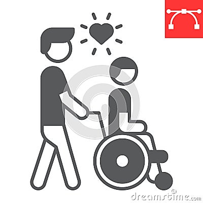 Disabled people help glyph icon Vector Illustration