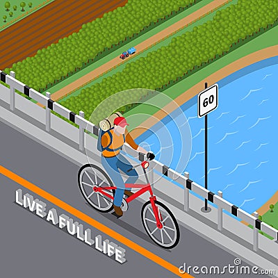 Disabled Person On Bicycle Isometric Illustration Vector Illustration