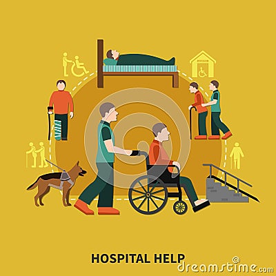 Disabled Person Flat Composition Vector Illustration