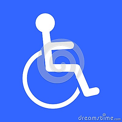 Disabled person, handicap icon. Wheelchair symbol, isolated vector illustration. Cartoon Illustration