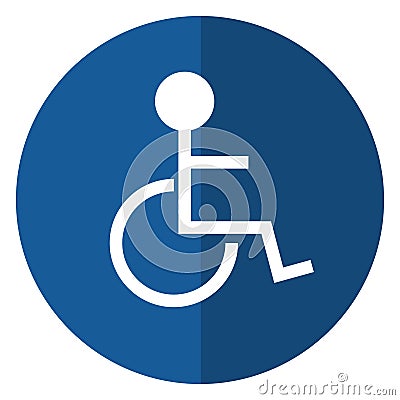 Disabled person wheelchair sign road shadow Vector Illustration