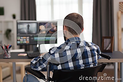 Disabled professional filmmmaker Stock Photo