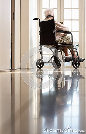 Disabled Senior Woman In Wheelchair Stock Photo