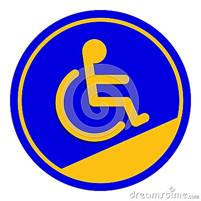 Disabled signs circle frame blue colors background, sign boards for disability slope path ladder way sign badge for disabled Vector Illustration