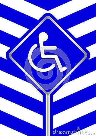 Disabled signs on frame blue stripe colors background, sign boards of disability slope path ladder way sign badge for disabled Vector Illustration