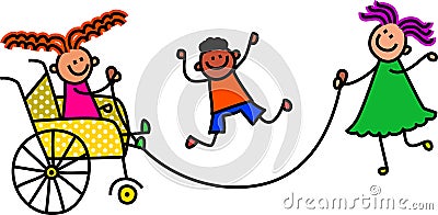 Disabled Skipping Kids Stock Photo