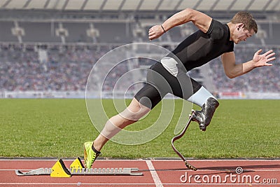 Disabled sprinter start block Stock Photo