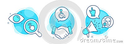 Disabled, Touchpoint and Click hand icons set. Face protection sign. Vector Vector Illustration