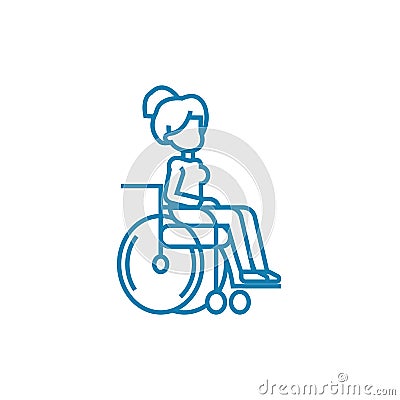 Disabled wheelchair user linear icon concept. Disabled wheelchair user line vector sign, symbol, illustration. Vector Illustration