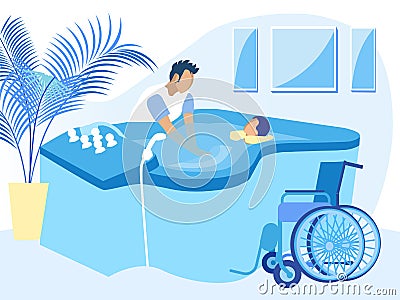 Disabled Woman Taking Therapeutic Bath Cartoon Vector Illustration